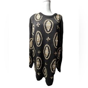 Vintage  Victoria Harbour, Black  & Gold Sweater